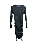 Lioness Dress Women&#39;s S Black Ribbed Long Sleeve Crew Neck Drawstring Si... - £27.15 GBP