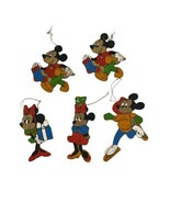 Mickey &amp; Minnie Mouse Wooden Cut Out Folk Art Ornament Hand Painted Lot ... - £18.42 GBP