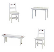 CHILD KITCHEN TABLE 2 Chairs White Wood HOMESCHOOL Kids Play Furniture - $483.99
