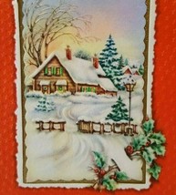 Mid Century Modern Christmas Greeting Card  Diecut Embossed Stars Detailed 1945 - £7.85 GBP