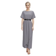 Roolee Taylor Jane Wrap Gray Wrap Minimalist Maxi Dress Size L - $34.65