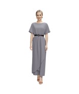 Roolee Taylor Jane Wrap Gray Wrap Minimalist Maxi Dress Size L - $646.43 MXN