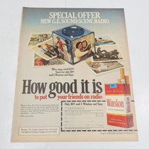 1972 Winston Filter Cigarettes GE Sound Scene Radio Print Ad 10.5&quot; x 13.5&quot; - £6.27 GBP