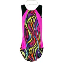Balera Dancewear Leotard Youth L Pink Black Rainbow Sparkle Zebra Print Racrback - £9.49 GBP