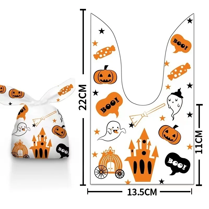 House Home NEW! 10/20pcs Halloween Rabbit Ear Plastic Bags Pumpkin Ghost Trick O - £19.77 GBP