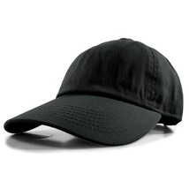 Black Plain Solid Polo Baseball Hat Washed Cotton Adjustable Cap Mens Wo... - $14.99