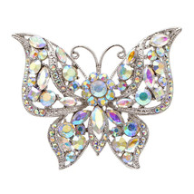 Elegant Rhinestone Butterfly Brooch Dark Winter Fashion Pin - $28.95+