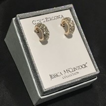 Jessica Mcclintock  Women&#39;s Earrings CZ gold Tone Hugging Earrings - £9.59 GBP