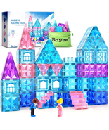 Magnetic Tiles 102Pcs with 2 Stairs 2 Dolls Princess Castle Building Gir... - $71.30