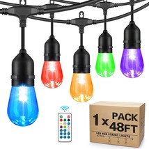48 Ft Rgb Outdoor String Lights With Shatterproof String, Waterproof 15 S14 Bulb - $71.99