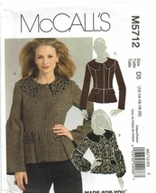 McCalls Sewing Pattern 5712 Jacket Coat Misses Size 12-20 - $9.74