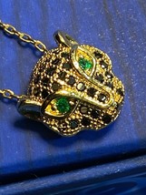 Nakamol &quot;Leopard&quot; Necklace with Green Rhinestone Eyes - £7.97 GBP
