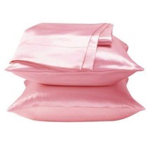Dreamkingdom King Solid Silky Satin Pillow Cases - Pink ( Pack of 2 ) - £8.08 GBP