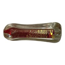Red With Gold Fleck Bar Paperweight 4” Hand Solid Art Glass Collectible ... - $37.39
