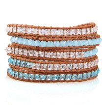 New Leather Strands Beads 5 Wrap Bracelet Women Jewelry Fashion Friendships Hand - £29.23 GBP