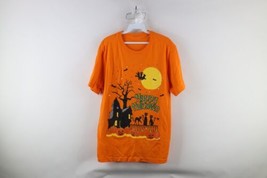 Vintage 90s Streetwear Womens XL Spell Out Happy Halloween Witch Cat T-Shirt - $44.50