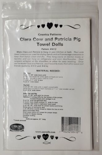 Clara Cow and Patricia Pig Towel Dolls Ozark Crafts Country Pattern #412 - $9.89