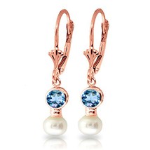 Galaxy Gold GG 14k Rose Gold Dangling Earrings with Freshwater-cultured Pearl an - £276.36 GBP