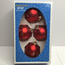 Holiday Living Play 4 Matte Red Glass Ball Christmas Tree Ornaments Frosted Tree - £19.58 GBP
