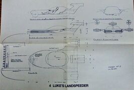 Star Wars Luke's Landspeeder Set Design Blueprint Vtg 20th Century Fox - $19.99