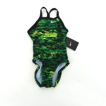 Nike Girls Black Green Swimsuit Size 5 (20 ) NWT $78 - $14.85