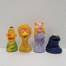 Vintage 1970&#39;s Sesame Street Finger Puppets Lot of 4 Big Bird, Bert, Miss Piggy - £15.69 GBP