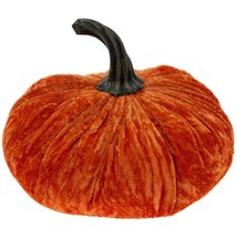 Harvest Orange Velvet Pumpkin 7&quot; H - £32.51 GBP