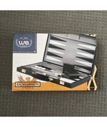 Wood Expressions Boardgame Black Leatherette Backgammon New In Box! 15” ... - $60.65 CAD