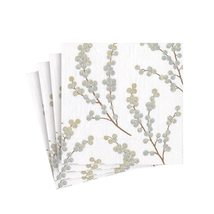 Caspari Berry Branches Paper Cocktail Napkins in White &amp; Silver - Two Packs of 2 - $11.40+