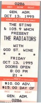The Radiators Concert Ticket Stub October 13 1995 Hartford Connecticut - £19.46 GBP