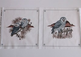 2 Barn Owl Quilting Crafting Sewing Panels 7.75&quot; x 7.75&quot; Cranston Screen Print - £4.64 GBP