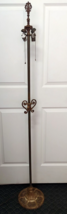 Antique Cast Iron/Etched Brass Floor Lamp Double Socket Finial 64&quot; Tall Ornate - £155.54 GBP