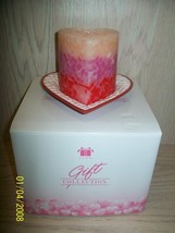 Avon Heart Candle with Coordinated Holder Rose - $7.99