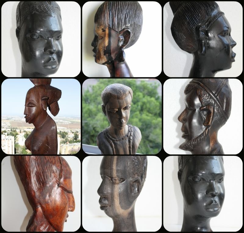 Head Wood Hand Made Carved Vintage Collectible Home Decoration Wooden Rare Ebony - $8.10 - $205.06