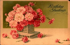 Vintage 1908 Birthday POSTCARD-&quot;BIRTHDAY GREETINGS&quot;-PRINTED In GERMANY-BK41 - £3.89 GBP
