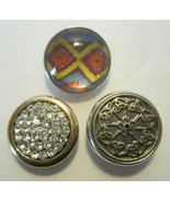 GINGER SNAPS Charms Lot of 3 Rhinestones Glass Silver and Gold Tone Auth... - $14.95