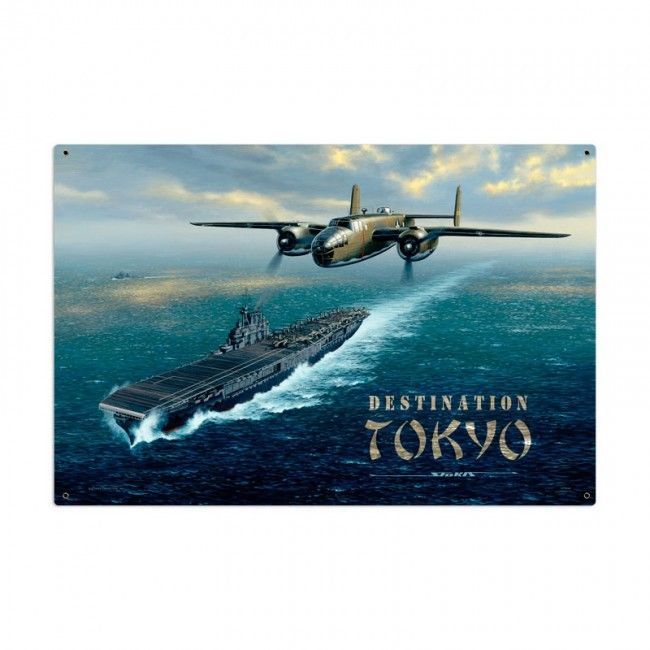 Primary image for Destination Tokoyo Military Planes Airplanes Aviation Pilot Flying Metal Sign