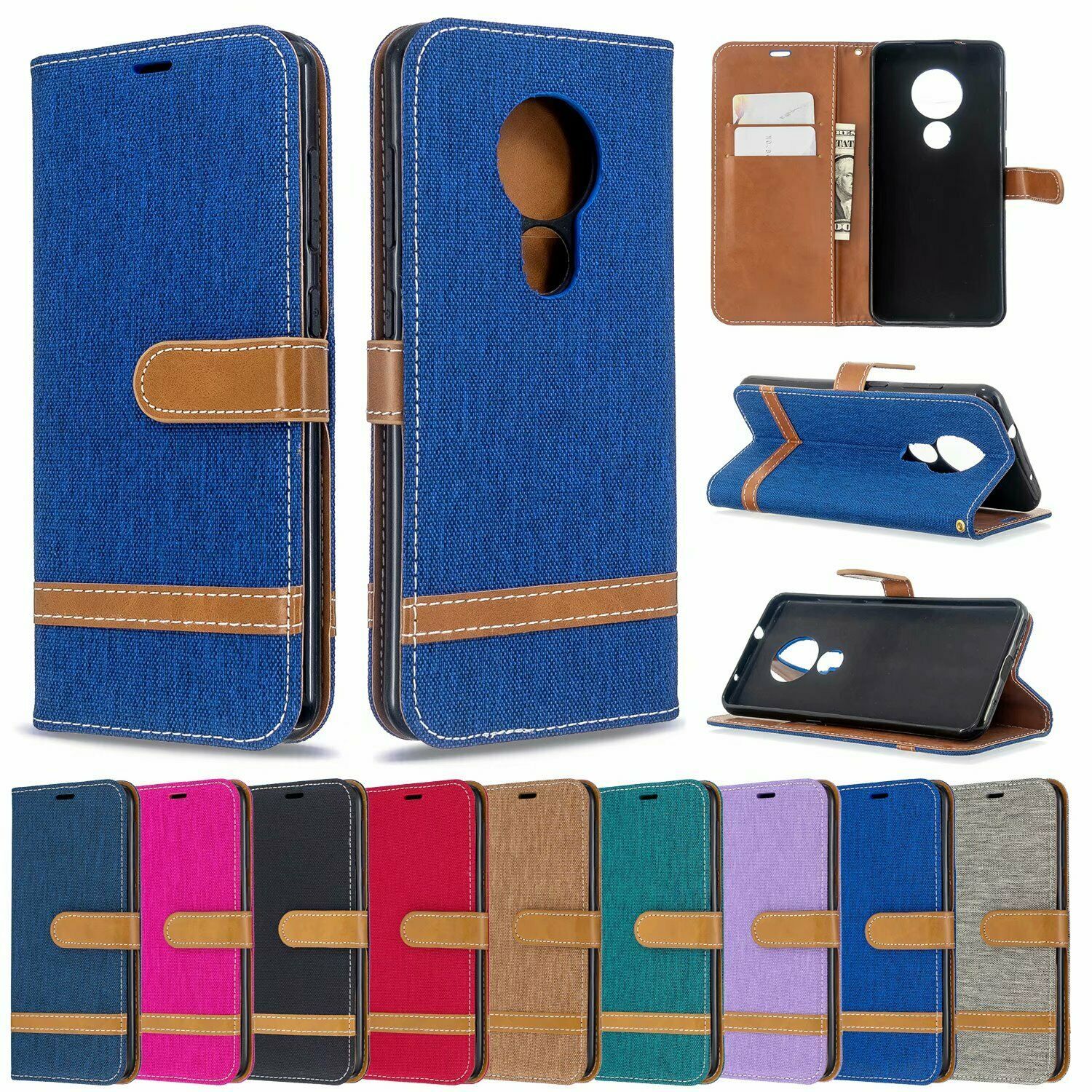 For Nokia 5.3 1.3 2.3 7.2 6.2 1Plus 4.2 3.2 Luxury Canvas Flip Wallet Case Cover