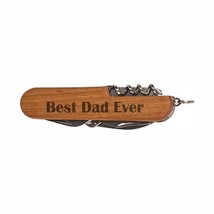 Dad Gifts Best Dad Ever Wooden 8-Function Multi-Tool Pocket Knife Laser ... - £11.71 GBP