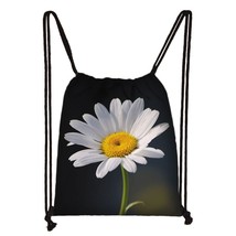 Daisy Floral Drawstring Bag Girls Shoulder Bags for Travel Women Softback Backpa - £13.74 GBP