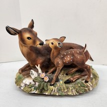 Vintage Masterpiece Porcelain Homco Mother Deer With Baby Fawn Figurine Love - $19.34