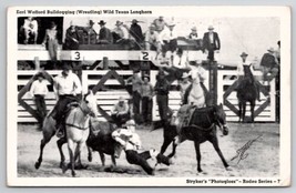 Stryker Rodeo Earl Wofford Bulldogging Wild Texas Longhorn Postcard B45 - $9.95