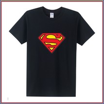 Super Hero&#39;s Supermen&#39;s Black Cotton Short Sleeve O Neck Unisex Basic Te... - £33.73 GBP