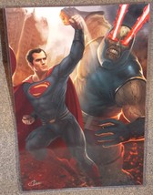Superman vs Darkseid Glossy Print 11 x 17 In Hard Plastic Sleeve - £19.97 GBP