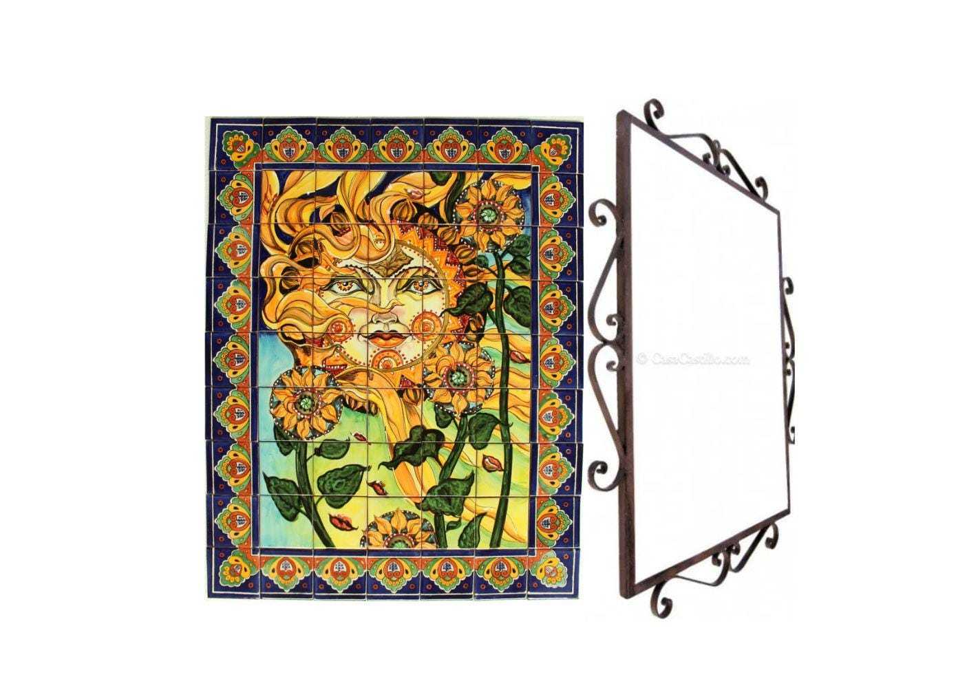 Mexican Talavera Mural HQ - Sol Floral2 - - $379.00