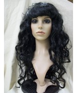 Black Siren Wig w/ bangs Mermaid Goddess Vampire Queen Madame Darkness S... - €14,58 EUR
