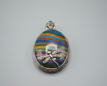 Dragonfly Rainbow Cabochon Pendant 925 18K Stamp Sterling Silver Filigre... - $77.27
