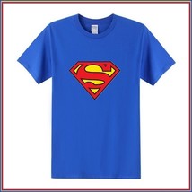 Super Hero&#39;s Supermen&#39;s Blue Cotton Short Sleeve O Neck Unisex Basic Tee... - $41.95