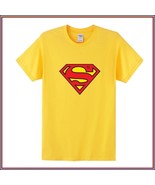 Super Hero&#39;s Supermen&#39;s Yellow Cotton Short Sleeve O Neck Tee Shirt - £33.53 GBP