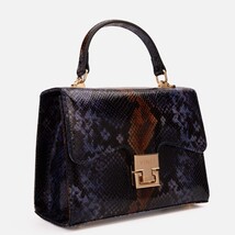 The Venezia Navy Blue Leather Snk Handbag image 6
